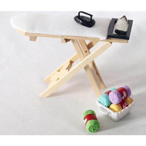 Compact Funny Mini Folding Ironing Board Portable Miniature Iron Toy Small Dollhouse Accessories