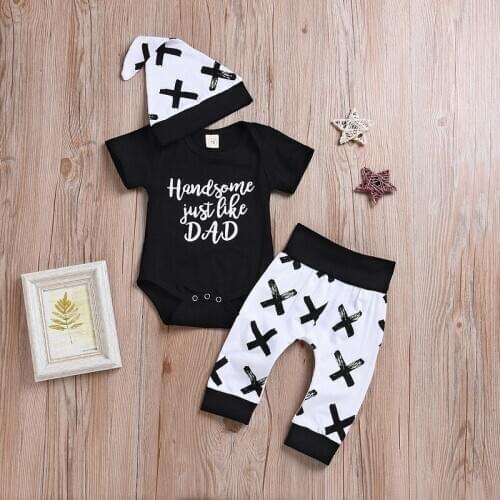 Children clothes Boy Set 0-24M 3Pcs Newborn Baby Boys Cotton Top Romper Pants Leggings Outfits Clothes kids clothes