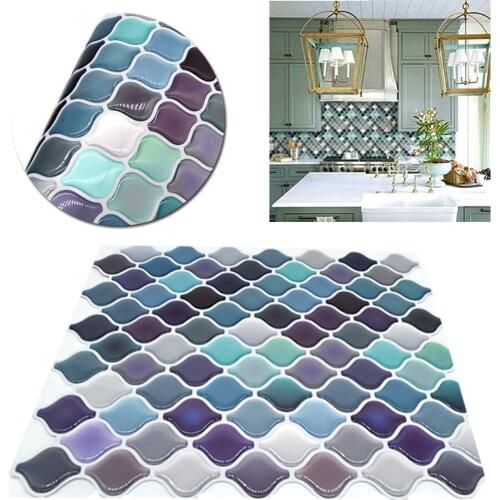 Colorful Mosaic Tile Wall Sticker Decal Self-Adhesive For Kitchen Cupboard Wallpaper Waterproof Kitchen Bathroom Decor