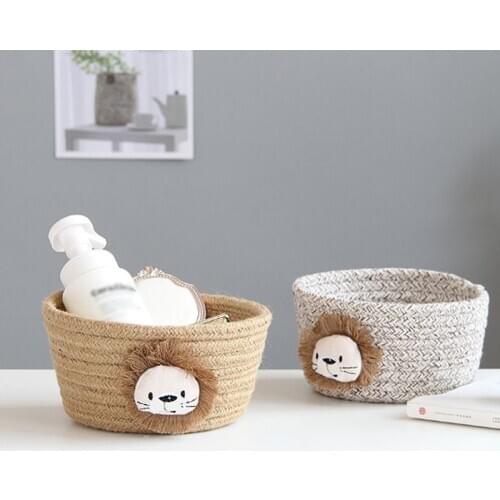 Cartoon Animals Hand Woven Storage Baskets Foldable Organizer Baby Kids Child Clothes Toys Candy Gadgets Holder bag Case Basket