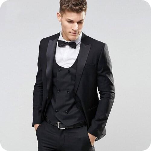 Men Suits For Wedding Black Business Suits Bridegroom Prom Costume Slim Fit Formal Blazer Custom Tuxedo Terno Best Man 3 Pieces