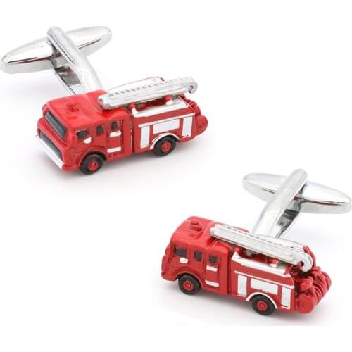 Mens Fire Engine Cuff Links Copper Material Red Color