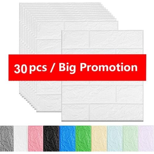 Home Decor 3D Solid Color Wall Stickers Paper 10 PCS Brick Stone Wallpaper Rustic Effect Self-Adhesive Kitchen Bathroom