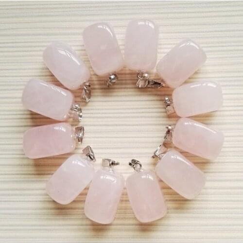 Wholesale good quality Natural pink crystal stone charms Irregular shape pendants pink stone pendants 24pcs/lot
