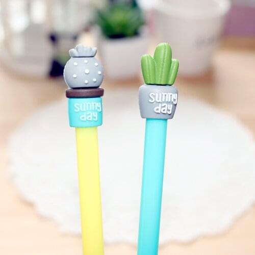 1pc Wholesale Korea Creative Cactus Model Cartoon Cute Pen Black Pens Student Stationery Wholesale School Cat Office Supplies