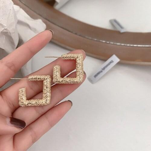 Silver Plated Shiny Geometric Square Ground Stud Earrings French Luxury Metal Stud Earrings Charm Women Jewelry Birthday Gift