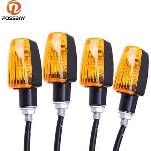 POSSBAY 4PCS 12V Motorcycle Turn Signal Indicators Flasher Light Universal for Honda Suzuki Harley Chopper Bobber Cafe Racer