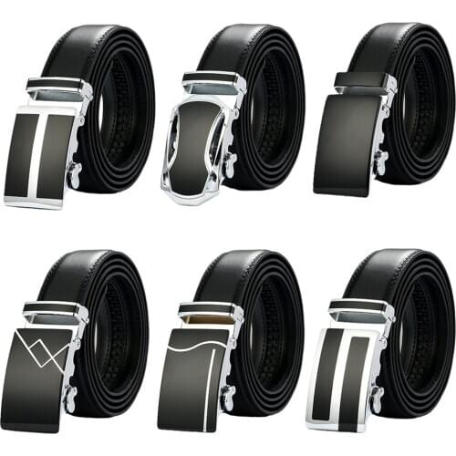 Super New Brand Simple Casual Mens Belt Designer Luxury Leather Belt High Quality Black Alloy Automatic Buckle Ratchet Belt