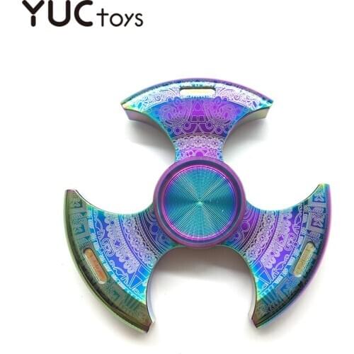 Fidget Spinner Stainless Steel Mayan Color Metal Hand Spinner 5-9min Dice Exterior Smooth Finger Tri Spiner Gyro Toy For Kid