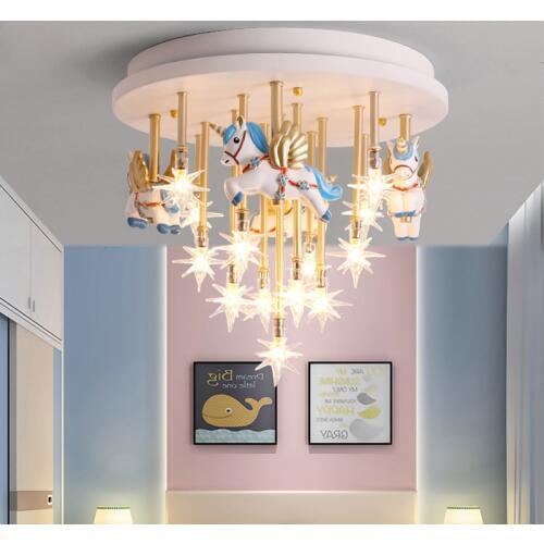Merry Go Round Shape Led Cute Bedroom Lights For Girls Baby Room Light For Kids Room Boy Room Lighting Kds Chandelier Light Lamp