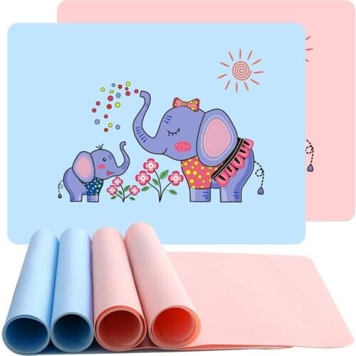 40x30cm Cute Cat Rabbit Heat Resistant Food Grade Silicone Kids Plate Mat Dining Table Pad Placemat Waterproof Table Decoration