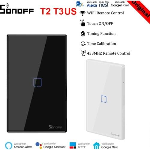 SONOFF T2 T3 Smart Switch Panel US 120 Type 1/2/3 Gang Work with Alexa Google Home 433mhz RF Control By EWeLink Dropshipping
