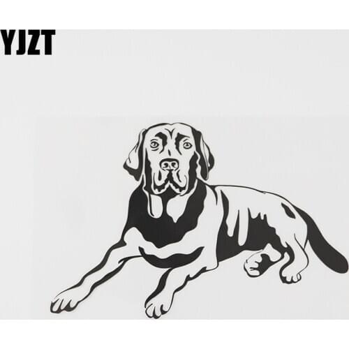 YJZT 14.8CMX9.9CM Labrador Dog Canine Lying Down Vinyl Car Sticker Black/Silver 8A-0541