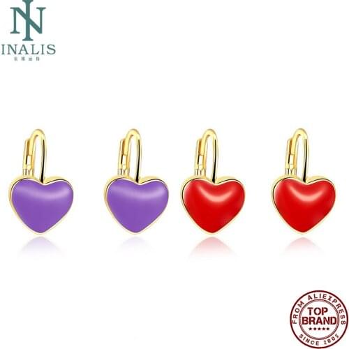 INALIS Romantic Heart Earrings For Women Purple And Red Drop Earring Classic Fashion Earring Jewelry Girlfriend Anniversary Gift