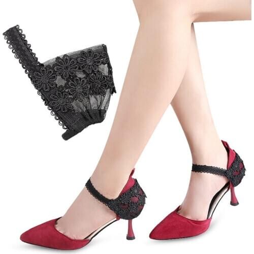 Woman Shoe Laces No Tie Shoelaces for High Heels Shoes Anti-slip Lady Heel Cover Adjustable Buckle Strap One Size fit all Black