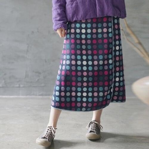 Johnature Women A-Line Skirts Polka Dot Vintage Irregular Original 2020 New Autumn Warm Female Casual Skirts