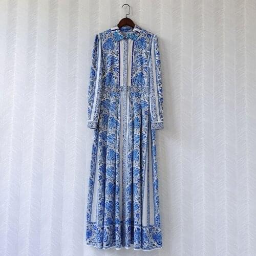 Spring 2021 New Designer womens High quality floral print long sleeves Dress Hot Fashion Vintage dress B668