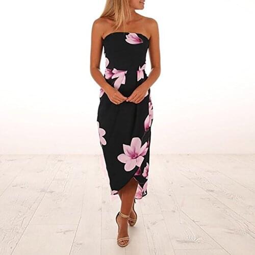 Chest Wrapping Dress Chiffon Vintage Flower Print Summer New Sexy Club Party Beach Belt Irregular Womens Long A-line Dresses