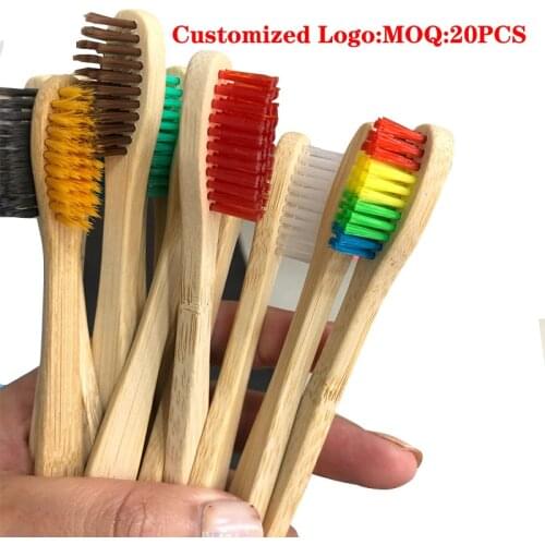 20/50/100PCS Custom Logo Children Eco Friendly Bamboo Resuable Zero Waste Toothbrushes Portable Adult Oral Cleaning Care Tools