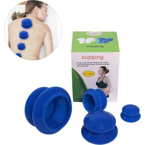 1set Anti Cellulite Vacuum Cupping Silicone Vacuum Cans Suction Cups Massage Facial Body Therapy Massages Health Care 4 Size