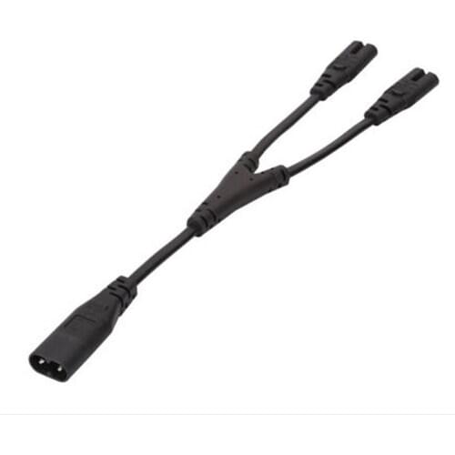 1PC IEC 320 C8 2Pin Male to 2 x C7 Female Y Split Power Cable About 28CM