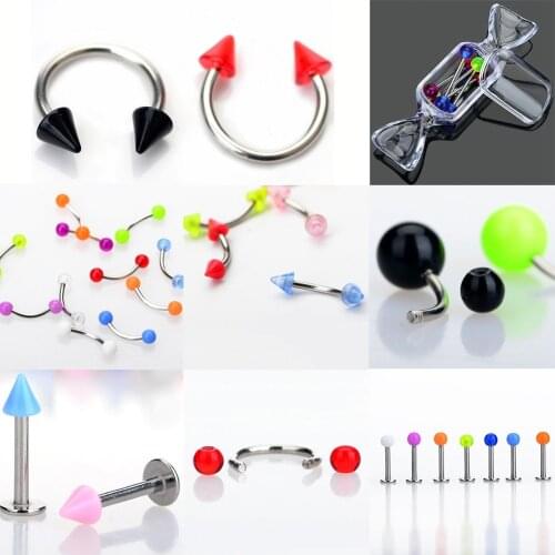10Pcs/Lot 316L Steel Belly Button Rings Belly Piercings Navel Ear Tragus Piercing Ombligo Body Jewelry Color Random