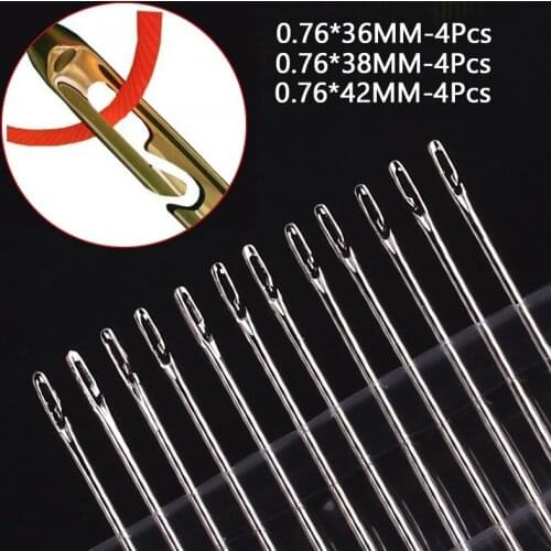 12Pcs/set Stainless Steel Sewing Needles Needle-side Hole Blind Needle Threading Hand Household Sewing Elderly Embroidery Needle