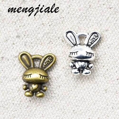 18pcs Hot Sell Alloy Metal 3D Rabbit Charms For Jewelry Making DIY Handmade Craft 17*14mm