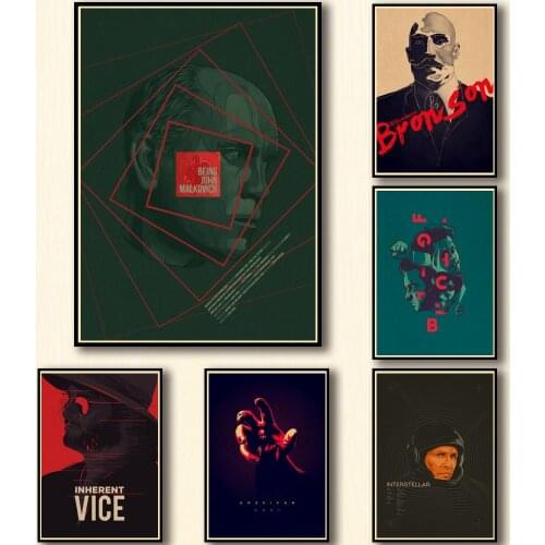 32 Designs Abstract Minimalist Movie Poster Kraftpaper Poster Art Painting Fancy Wall Sticker for Coffee House Bar 1