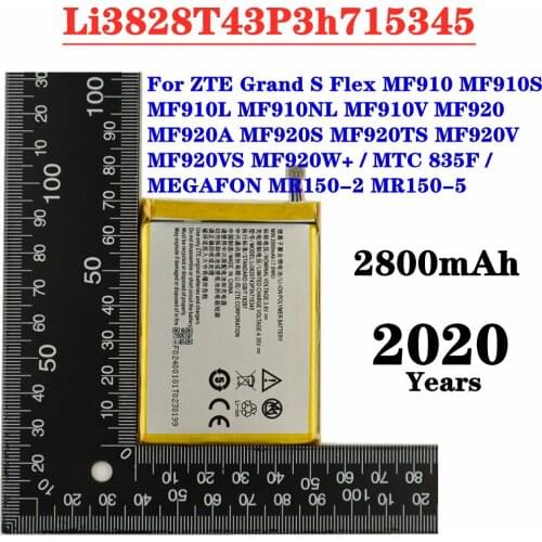 Li3820T43P3h715345 2800mAh Battery For ZTE Grand S Flex For ZTE MF910S MF910L MF920 MF920S MF920V MF920VS MF920W+ Phone Battery