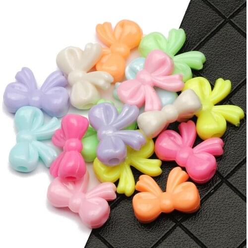15x20mm Candy Colors Acrylic Bow-Knot Beads Loose Spacer Beads For Jewelry Making Handmade Necklace Bracelet DIY Accessories