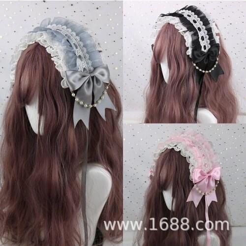 White Headpiece of Lace Lolita Sweet Wild Hair Band Take Angel Street hair band headbands lolita girls hair accessories