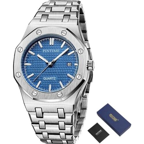 PINTIMELuxury Brand Men Watches Gold Business Mens Steel Waterproof Casual Quartz Date Clock Male Wrist Watch Relogio Masculino