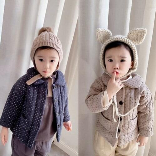 Children Jacket Dot Winter Baby Girls Coat Thick Fleece Kids Clothes Outerwear For Boy Girl Jacket Toddler Warm Jacket 1-7Y
