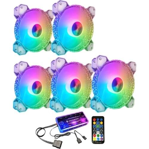 COOLMOON Crystal Diamond RGB Fan Sets, 12cm Silent Long-Life Rgb Luminous Chassis Cooling Fan Set for PC