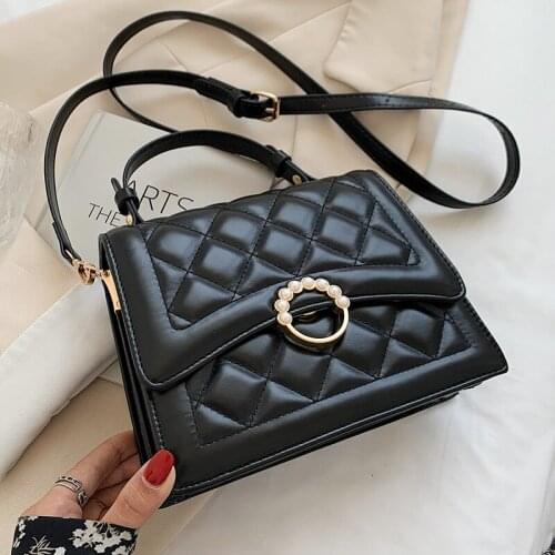 Diamond Small Crossbody Bags Quilted Flap Womens Bag Pure Color Pearl Female Handbags 2021 Fashion Lattice Tote Shoulder Bags