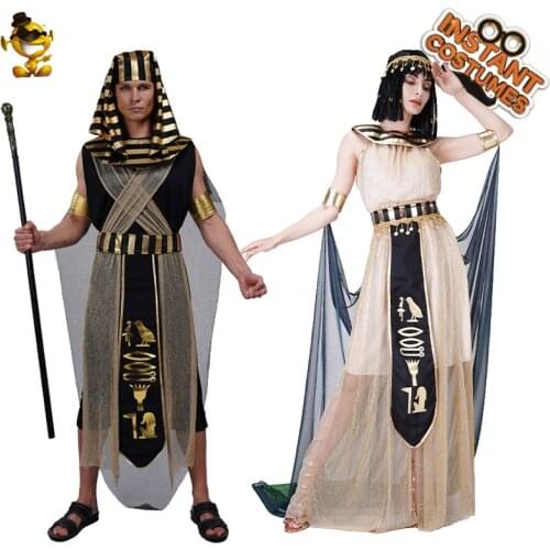 Mens Pharaoh Costume Cosplay Egypt Egyptian Outfits for Adult Halloween Costumes