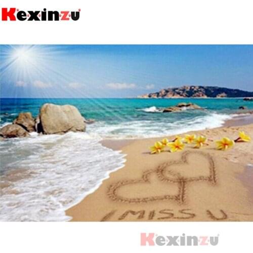 Kexinzu Full 5D DIY Square/Round Diamond Painting"Beach by the sea"3D Embroidery Cross Stitch Mosaic diamondpainting Gift K999