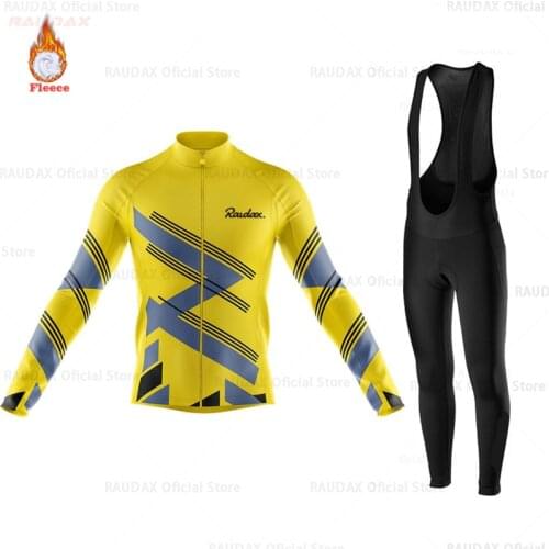 Yellow 2021 Winter Bicycle Set Bike Cycling Team Thermal Fleece Long Sleeve Sportswear Autumn Racing Bike Clothing Men New Team