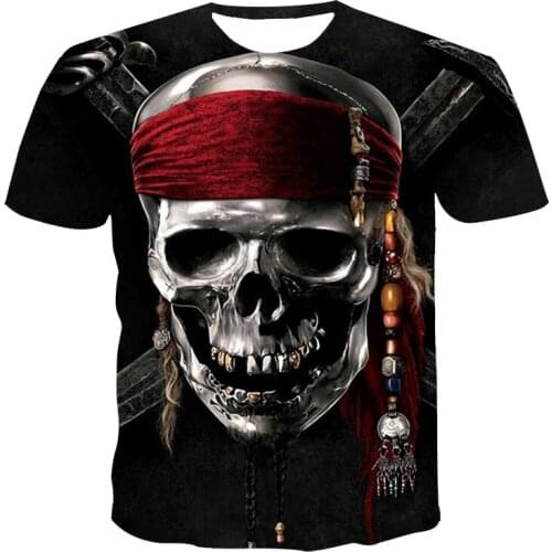 2021 Summer New European and American Men and Women 3D Short-sleeved T-shirt Printing Personality Creative Skull Style