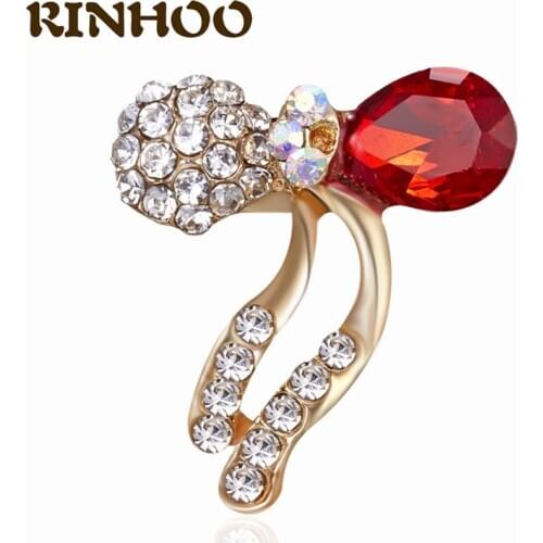 New Trendy Red Rhinestone Zirconia Bow Brooches For Women Pink Crystal Female Fine Butterfly Brooches Pin Accessories Jewelry