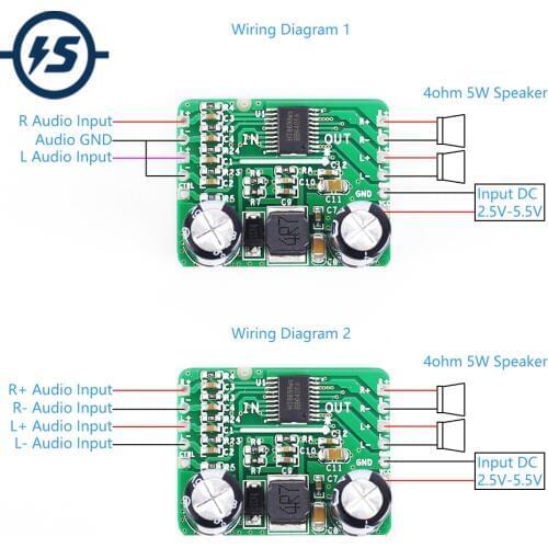 Differential Amplifier Board 5Wx2 Digital Class D Stereo Audio Power Amplifier HT8698 DC 3.3V 5V