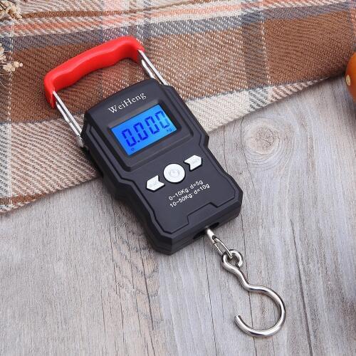 Portable 50Kg/5g LCD Digital Display Backlight Hanging Hook Scale Double Accuracy Fishing Travel Mini Electronic Weighing Scale