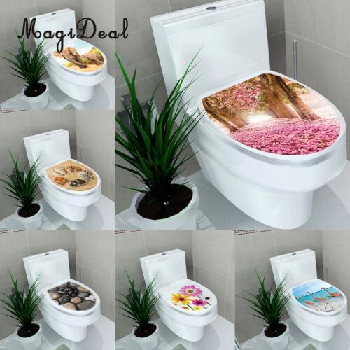Self Adhesive Toilet Seat Cover Sticker Bathroom Closestool Lid Decal, Removable & Waterproof