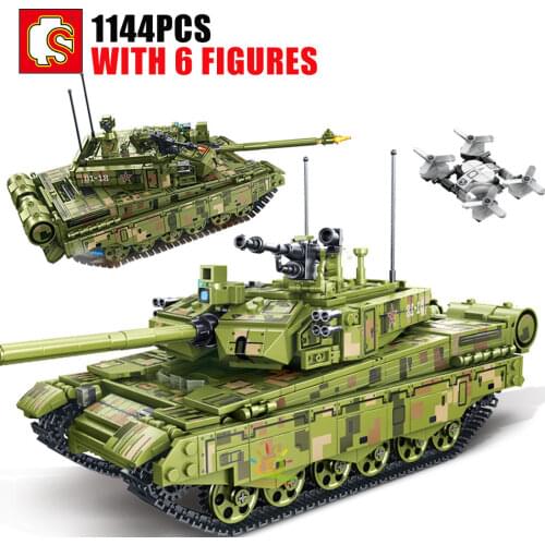 SEMBO 1144Pcs Military Type 99A Main Battle Tank Model Building Blocks WW2 Army Soldiers Weapon Model Educational Toys Children