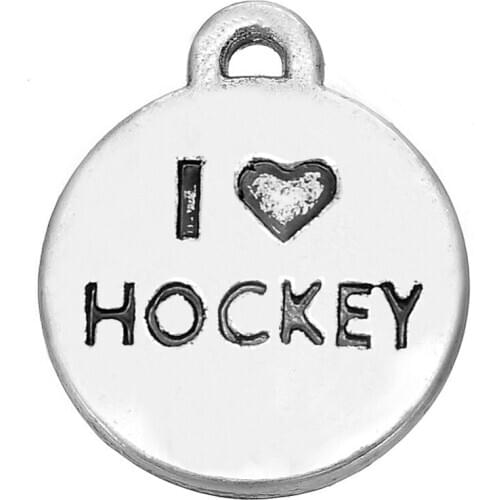 Skyrim Vintage Charms Jewelry Making I Love Hockey&Hockey Sports&Hockey Player Floating Charm DIY Pendant Jewelry Gift 20Pcs