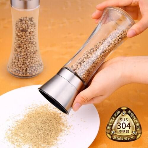 Salty Pepper Grinder 304 Stainless Steel Pepper Grinding Bottle Household Bar Mill Glass Manual Pepper Grinder 1PCS/2 Pcs