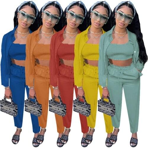 3 Piece Set Tracksuit Women S-2xl Zip Top Vsest Pants Sets Long Sleeve Fall Clothes Jogging Sweatsuit Wholesale Dropshipping