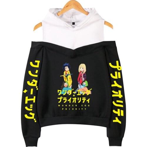 Anime Wonder Egg Priority Ohto Ai Cosplay Hoodie Sweatshirt Girls 3D Print Harajuku Off Shoulder Sweater Blouse Tops for Women