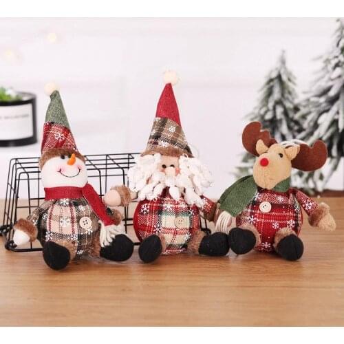 Christmas tree ornaments cartoon doll snowflake plaid cloth doll christmas tree decorations children holiday cute gifts